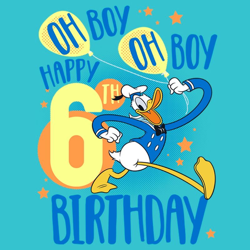 Girl's Disney Donald Duck Oh Boy Happy 6th Birthday T-Shirt, 2 of 5