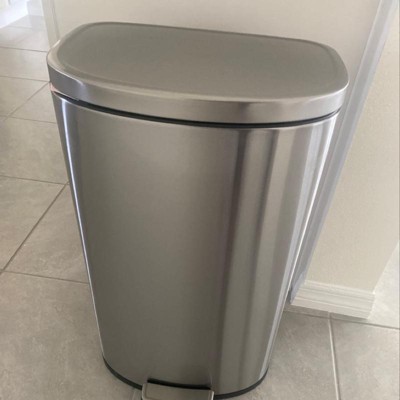 SW 13 gal. Stainless Steel Step-On Trash Can D-Shaped