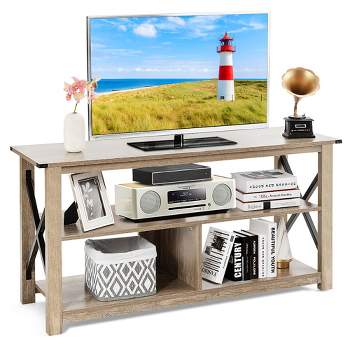 Costway Modern TV Stand for TV's up to 55" w/ 3-Tier Open Shelves