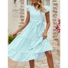 Coolmee Women's Summer Boho Dresses Casual V Neck Ruffle Sleeve Sundress Flowy Tiered Beach Vacation Maxi Dress with Belt - 3 of 4