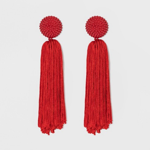 Image result for SUGARFIX by BaubleBar Tassel Drop Earrings with Beaded Studs red