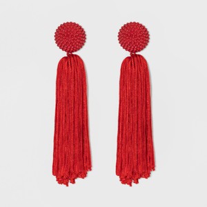 SUGARFIX by BaubleBar Beaded Studs Tassel Drop Earrings - Red, Women