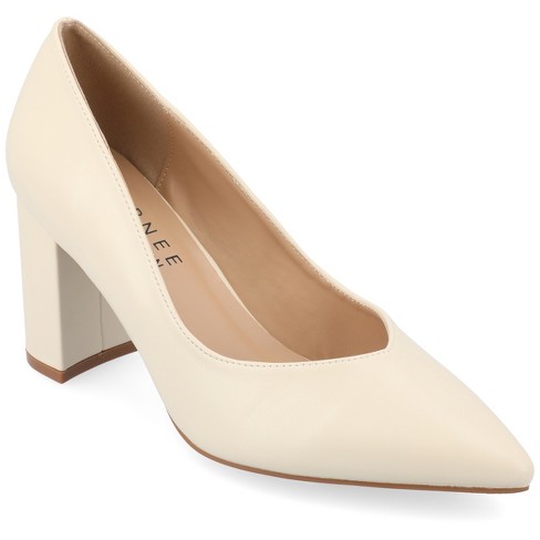 Cream block heel court shoes best sale