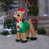 Gemmy Christmas Inflatable Rudolph the Red Nosed Reindeer in Santa Hat and Scarf, 3.5 ft Tall, Multi - 2 of 4