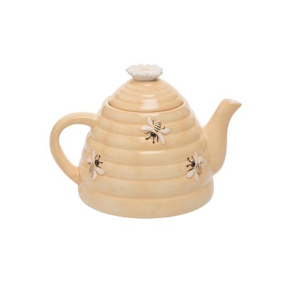 Transpac Dolomite 7 in. Yellow Spring Beehive Teapot