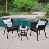 COWLOWN Black 3 Piece Outdoor Patio Furniture Set, Wicker Chairs and a Side Table for Lawn, Porch & Patio Use - 2 of 4