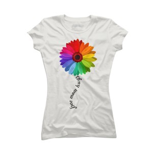 Adult Design By Humans Free Mom Hugs Pride Rainbow Sunflower By Avocato T-Shirt - 1 of 2
