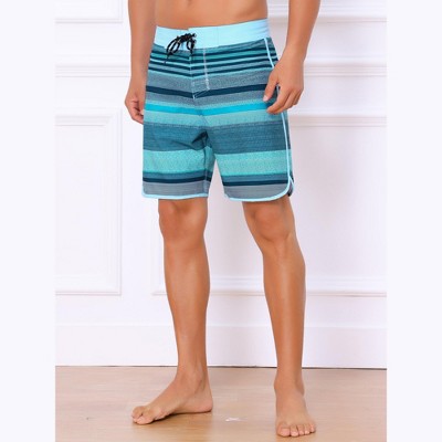 INSPIRE CHIC Men's Summer Beach Casual Color Block Striped Drawstring Board Shorts 30 Light Blue — фото 2