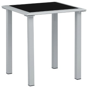 Outdoor Table Black and Silver Powder-coated steel, tempered glass - 1 of 4