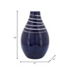 Sagebrook Home Blue and White Striped Primeval Ceramic Vase - Contemporary 10" Vase for Floral Arrangements - Stylish Table Centerpiece Home Office - 4 of 4