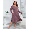 BLUEMING Womens Plus Size Ribbed Knit Sweater Dress Long Sleeve Square Neck Flowy Comfy Casual Dress - 3 of 4