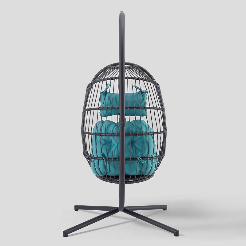 Toluca Hanging Outdoor Boho Egg Chair with Cushion - Saracina Home, 4 of 14