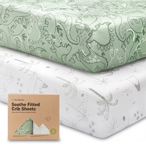 KeaBabies 2pk Soothe Fitted Crib Sheets Neutral, Organic Baby Crib Sheets, Fits Standard Nursery Baby Mattress - 1 of 4