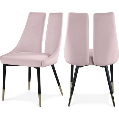 Meridian Furniture,Sleek Pink Velvet Dining Chair, Set of 2