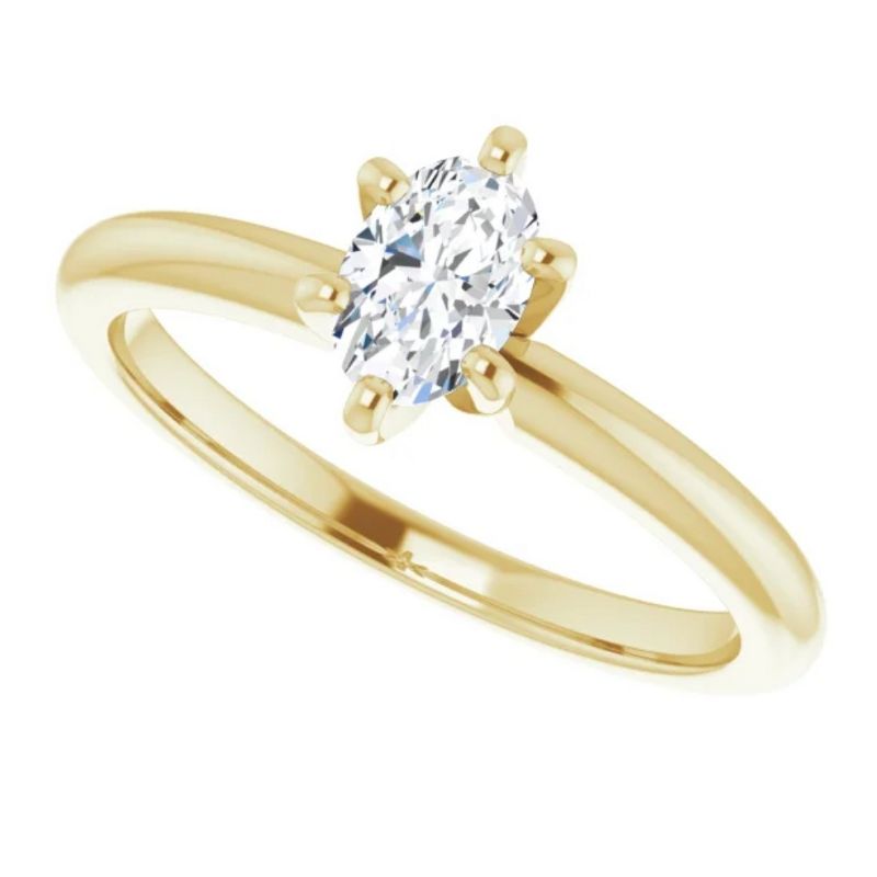 Pompeii3 1/3Ct Oval Lab Created Diamond Solitaire Engagement Ring 14k Yellow Gold, 4 of 6