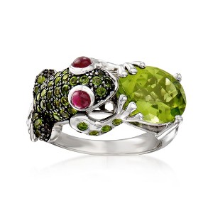 Ross-Simons 4.60 ct. t.w. Multi-Gemstone Frog Ring in Sterling Silver - 1 of 4