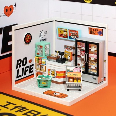 Robotime 3D Puzzles Building Model Kit Super Creator Energy Supply Store Plastic DIY Miniature House Kit, Multicolor, 6.40"*6.40"*6.00"