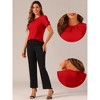 Allegra K Women's Ruched Sleeve Pleated Front Round Neck Blouse - 2 of 4