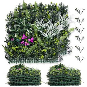 GAOMON Artificial Grass Wall Panels,20 in x 20 in Artificial Plant Wall Panels Fake Greenery Leaf Hedge for Outdoor,Indoor - 1 of 4
