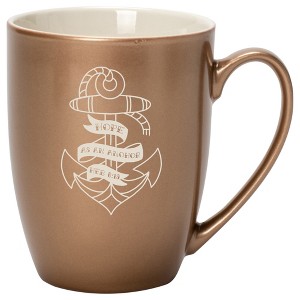 100 North Nautical 10 Ounce Bronze Metallic Finish, Comfortably Fits Your Hands, New Bone China Coffee Tea Cup Mug, Hope As An Anchor - 1 of 1