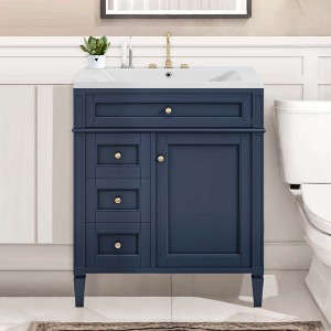 NicBex 30" Bathroom Storage Cabinet with Sink, Bathroom Vanity, 2 Drawers and 1 Spacious Cabinet Door for Bathroom - 1 of 4