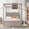 Wooden Canopy Bed With Headboard Footboard 8 Wood Slat Support Space Saving Heavy Duty Platform Beds - 2 of 4