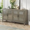 Sideboard Buffet Cabinet, Kitchen Pantry Cabinet W/2 Adjustable Shelves, 4 Doors, Closed Texture Pattern, Retro Mirror Dining Cabinet for Living Room - 2 of 4