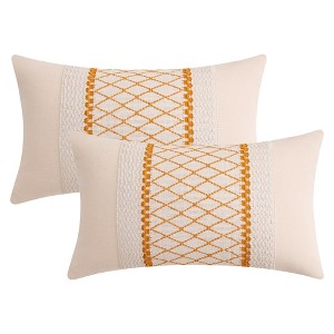 REGALWOVEN Geometry Weave Patchwork Throw Pillow Covers for Sofa Farmhouse Living Room Decor 2 Pcs - 1 of 4