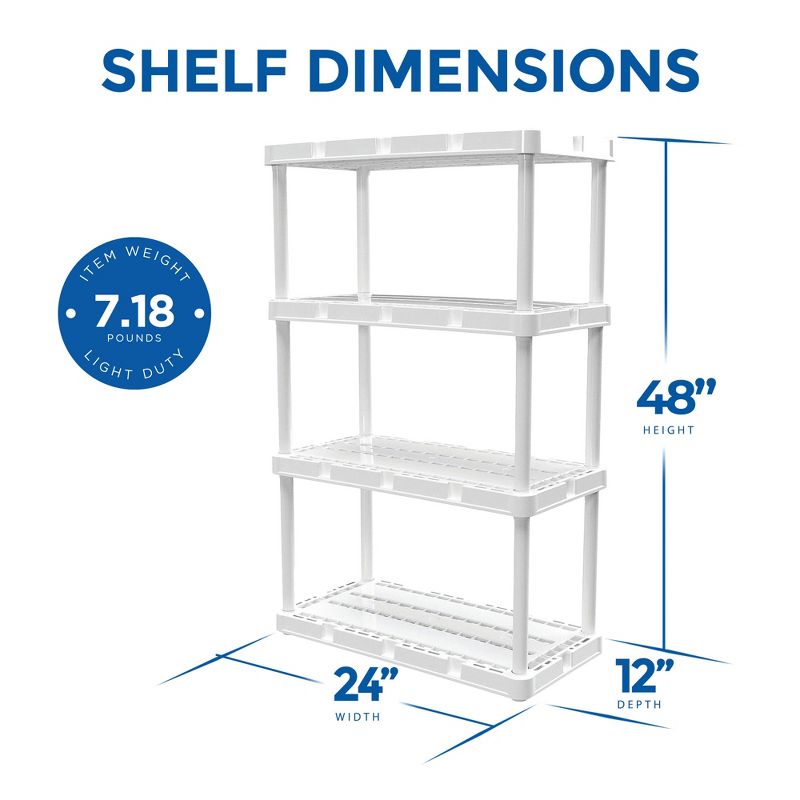 Gracious Living 4 Shelf Knect-A-Shelf Solid Light Duty Storage Unit 24 x 12 x 48" Organizer System for Home, Garage, Basement, and Laundry, Black, 3 of 7