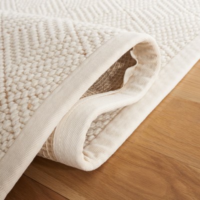 Ivory Flat Woven Handmade Wool Rectangular Area Rug 4' x 6'