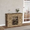 NicBex Farmhouse Sideboard Cabinet with 3 Drawers Kitchen Wine Bar Cabinet with X-Shaped Wine Rack for Kitchen,Living Room,Oak - 2 of 4