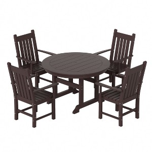WestinTrends 5 Piece Outdoor Patio Dining Set Outdoor Round Table and Armchair Set - 1 of 2