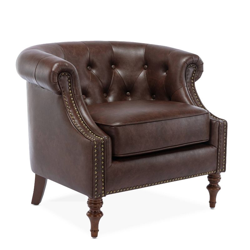 Comfort Pointe Chesterfield Button Tufted Accent Chair Brown, 1 of 16