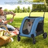 Costway Extra Large Dog Stroller with Dual Entry Safety Belt Adjustable Handle 4 Wheels Blue/Grey - 4 of 4