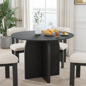 42" Farmhouse Round Brown Dining Table for 4 People with Round Arched Table Legs for Dining Room and Living Room - 1 of 4