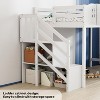 JOYMOR Low Loft Bed with Led Light, Loft Bed Twin Size with Castle Guardrail and Window, Staircase and Book Rack, Smart APP Control - 3 of 4