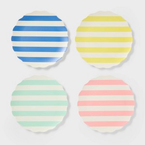 4pk 10" Scallop Striped Dinner Plate Set - Sun Squad™ - 1 of 3