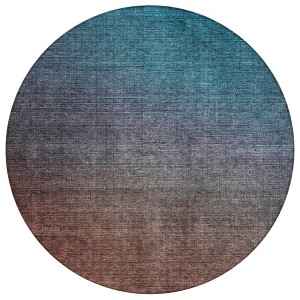 Teal Blue Chocolate And Charcoal Ombre Washable Indoor Outdoor Area Rug - 1 of 4
