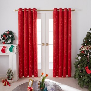 Deconovo Gold Wave Line and Dots Curtain Panel Pair(2 Panel) - 1 of 4