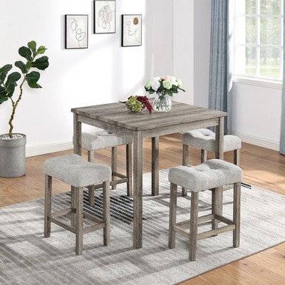 LOVMOR Farmhouse Counter Height Dining Table Set, Bar Table and Chairs Set for Living Room, Dining Room