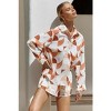Womens Button Down Shirts and Shorts Set Two Pieces Pajama Set Summer Casual Long Sleeve Outfits with Pockets - 2 of 4