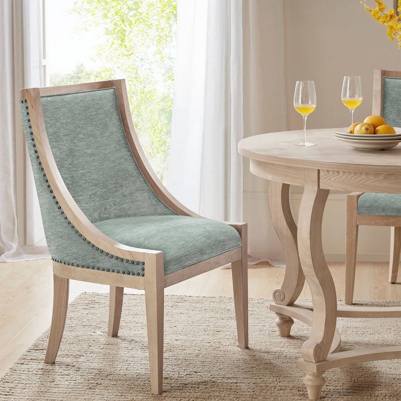 Elmcrest Upholstered Dining Chair with Nailhead Trim Soft Green - Martha Stewart, 2 of 10