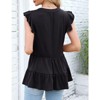 Coolmee Women's Summer Top Casual V Neck Peplum Sleeveless Blouse Ruffled Hem Babydoll Tank Tops - 4 of 4