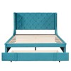 NicBex Queen Upholstered Platform Bed Frame with Wingback Velvet Headboard and 1 Drawer,Wood Slats Support,No Box Spring Needed,Easy Assembly - 4 of 4