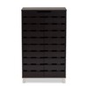 2 Door Ernest Brown Wood Shoe Storage Cabinet Dark Brown - Baxton Studio: Modern Organizer for 18 Pairs, Slatted Doors - image 3 of 4