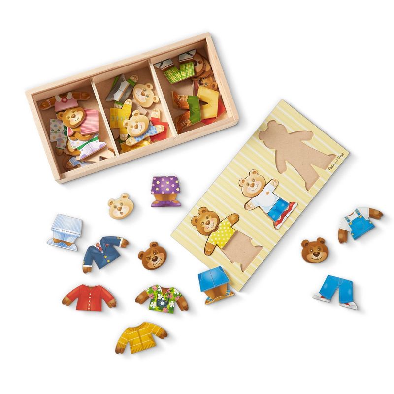 Melissa &#38; Doug Mix &#39;n Match Wooden Bear Family Dress-Up Puzzle With Storage Case (45pc), 5 of 13