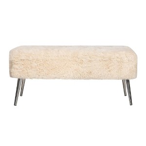 Jofran,Huggy Luxury Plush Faux Fur Upholstered Storage Bench - 1 of 4