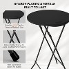 VINGLI 24" Plastic Folding Round Table Bar Height, HDPE Matrial with Gray Metal Finish, High Top Table for Outdoor Party, , Black - 4 of 4
