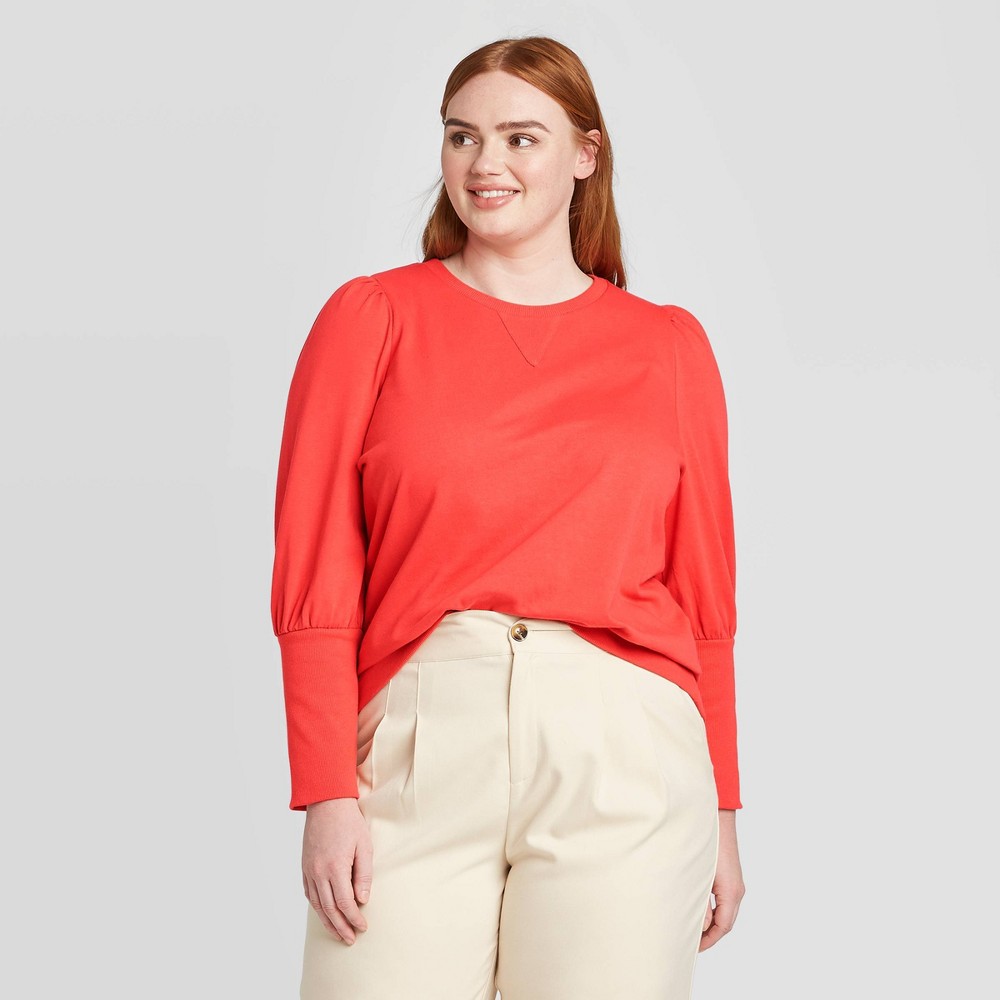 Women's Plus Size Edwardian Sweatshirt - Who What Wear Red 1X was $29.99 now $20.99 (30.0% off)