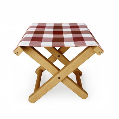 Lisa Argyropoulos Harvest Plaid Terracotta Folding Stool - Deny Designs